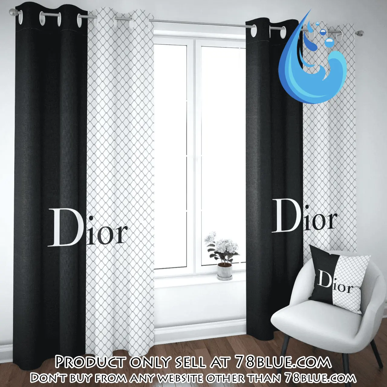 Dior black white premium window curtains hot  luxury curtain wc099 78b1147556